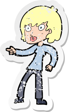 Bir insan tarafından çizilmiş karikatür kadının gerilmiş çıkartması.