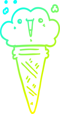 Bir insan tarafından çizilmiş soğuk gradyan dondurma çizimi.