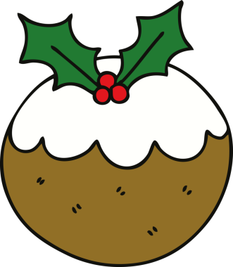 Bir insan tarafından çizilmiş garip bir karikatür Noel pudingi.