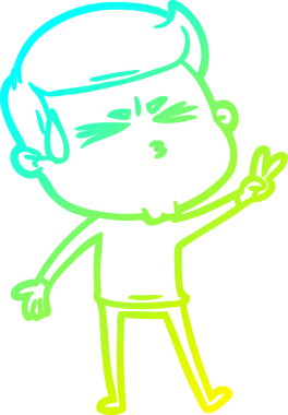 Bir insan tarafından çizilmiş terleyen bir çizgi film karakteri çizimi.