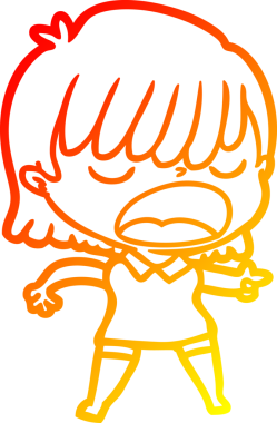 Bir insan tarafından yüksek sesle çizilmiş bir çizgi film kadını çizimi.