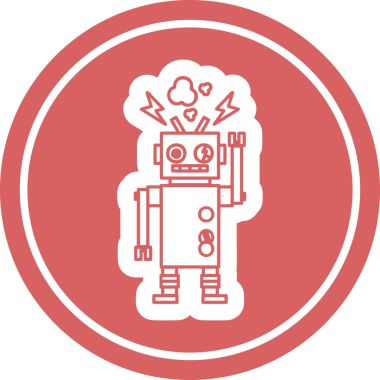 arızalı robot dairesel simgesi bir insan tarafından çizildi