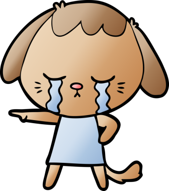 Bir insan tarafından çizilmiş ağlayan bir köpek.