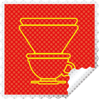 Bir insan tarafından çizilmiş kahve filtresi kare kabuğu çıkartması.