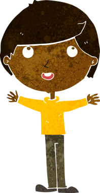 Bir insan tarafından çizilmiş mutlu çocuk çizgi filmi.