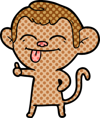 Bir insan tarafından çizilmiş komik çizgi maymun.