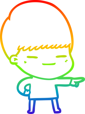 Gökkuşağı gradyan çizgi çizimi bir insan tarafından çizilmiş kendini beğenmiş bir çocuk.