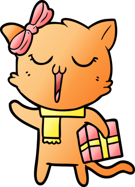 Bir insan tarafından çizilmiş çizgi film kedisi.