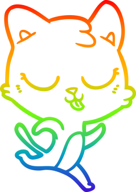 Gökkuşağı gradyan çizgi çizimi Bir insan tarafından çizilen çizgi film kedisi