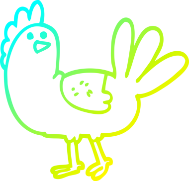 Bir insan tarafından çizilen tavuk çizgi filminin soğuk gradyanı.