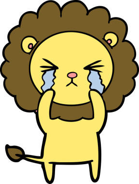 Bir insan tarafından çizilmiş ağlayan bir aslan.