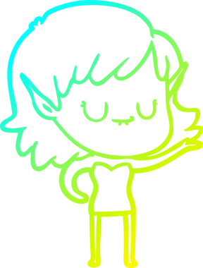 Bir insan tarafından çizilmiş mutlu bir elf kızı çizimi.