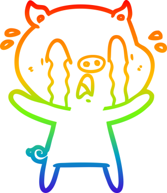 gökkuşağı gradyan çizimi bir insan tarafından çizilmiş ağlayan domuz çizgi filmi