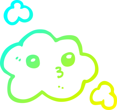 Bir insan tarafından çizilmiş soğuk bir çizgi film bulutunun çizimi.