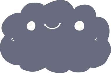 Bir insan tarafından çizilmiş düz renkli çizgi film bulutu