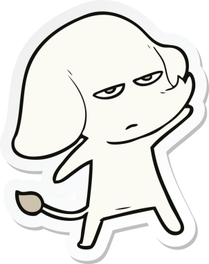 Bir insan tarafından çizilmiş kızgın bir filin çıkartması.