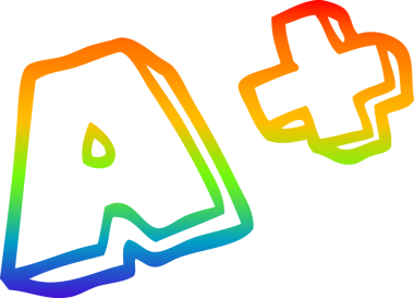 gökkuşağı gradyan çizimi bir insan tarafından çizilmiş karikatür harf notları