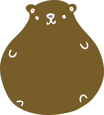 Bir insan tarafından çizilmiş düz renkli çizgi film ayısı