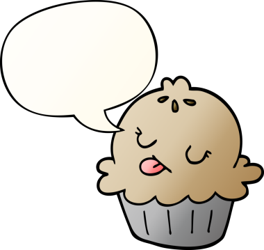 Bir insan tarafından çizilmiş yumuşak eğimli konuşma baloncuklu şirin çizgi film pastası.