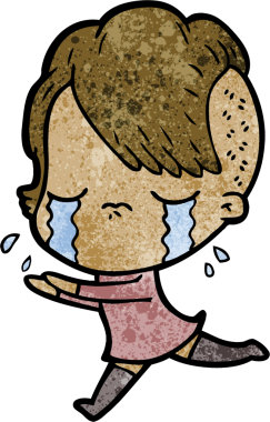 Çizgi film ağlayan kız bir insan tarafından çizilmiş.