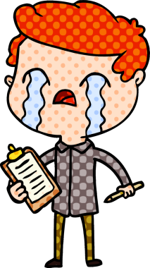 Bir insan tarafından çizilmiş ağlayan bir çizgi film satıcısı.