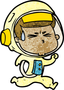 Çizgi film bir insan tarafından çizilmiş astronot.