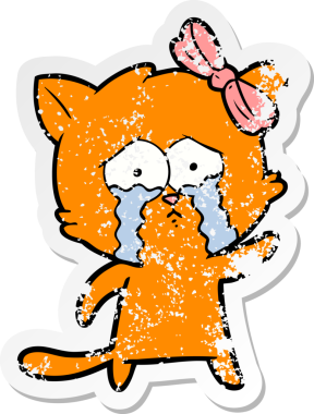 Bir insan tarafından çizilmiş karikatür bir kedinin sıkıntılı çıkartması.