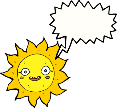 bir insan tarafından çizilmiş konuşma balonlu mutlu güneş çizgi filmi