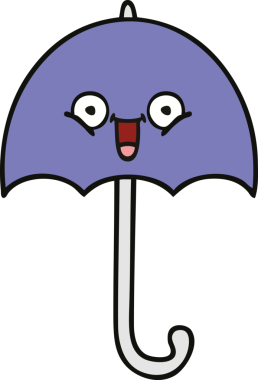 Bir insan tarafından çizilmiş şirin şemsiye karikatürü.