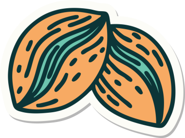 Bir insan tarafından çizilmiş geleneksel kahve çekirdeği stili dövme çıkartması.