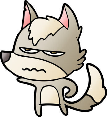 Bir insan tarafından çizilmiş rahatsız kurt çizgi filmi.