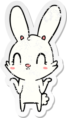 Bir insan tarafından çizilmiş şirin bir tavşanın sıkıntılı çıkartması.