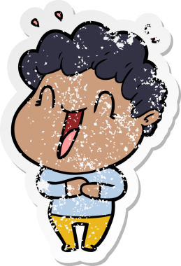 Bir insan tarafından çizilmiş mutlu bir adamın sıkıntılı çıkartması.