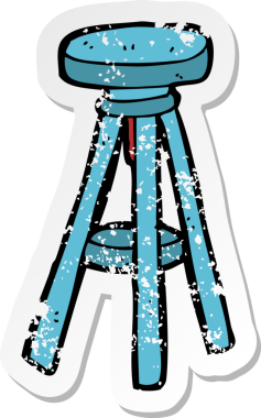 Bir insan tarafından çizilmiş karikatür taburesinin geriletilmiş çıkartması.