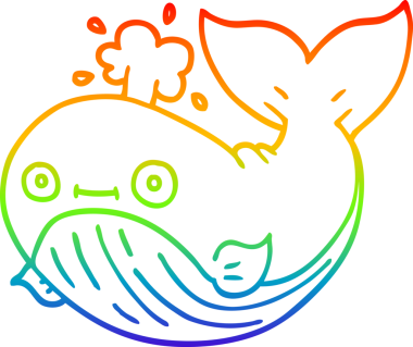 gökkuşağı gradyan çizgisi bir insan tarafından çizilmiş bir karikatür balinası