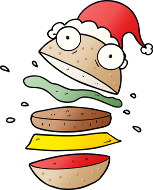 Bir insan tarafından çizilmiş harika bir burgerin el çizimi karikatürü.