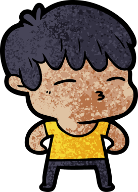 Bir insan tarafından çizilmiş meraklı bir çocuk.