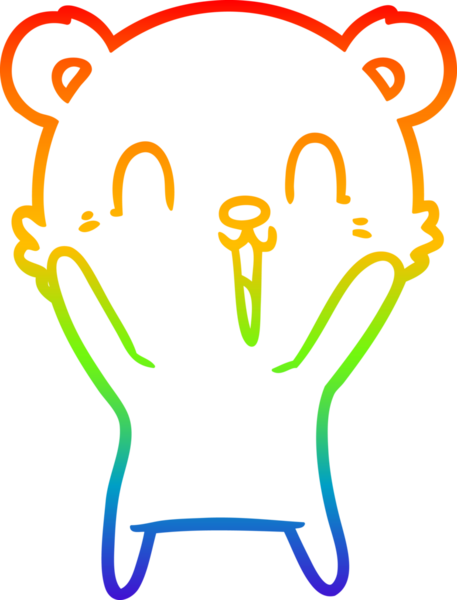 Bir insan tarafından çizilmiş mutlu bir kutup ayısının gökkuşağı gradyanı çizimi