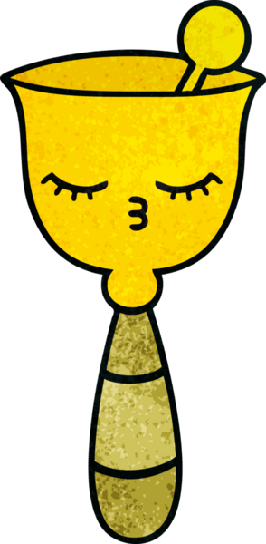 Bir insan tarafından çizilmiş okul çanının retro grunge desenli karikatürü.