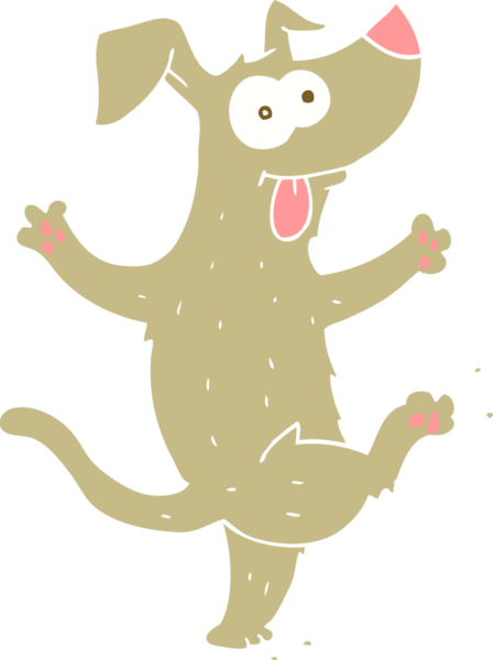 Bir insan tarafından çizilen dans eden köpeğin düz renk çizimi