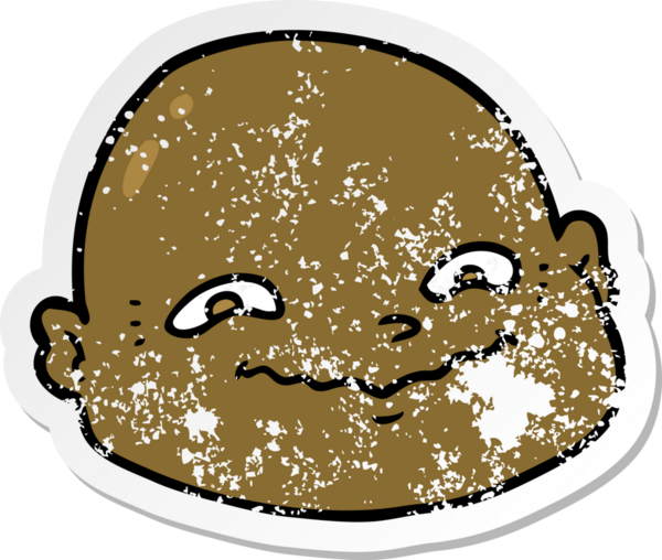 Bir insan tarafından çizilmiş kel bir adamın sıkıntılı çıkartması.