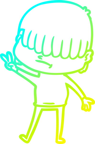 Bir insan tarafından çizilmiş dağınık saçlı bir çizgi film çocuğu çizimi.