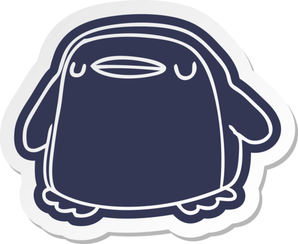 Bir insan tarafından çizilmiş sevimli bir penguenin karikatür etiketi.