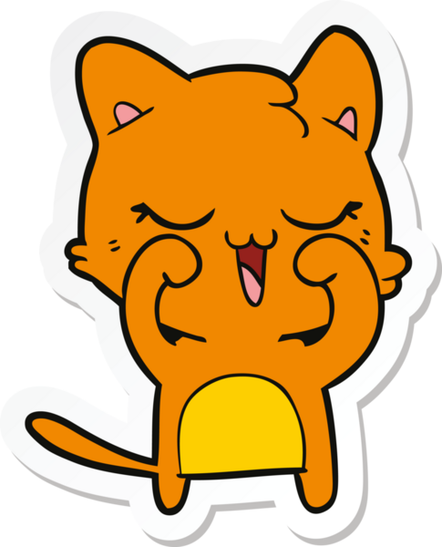 Bir insan tarafından çizilmiş çizgi film kedisinin çıkartması.