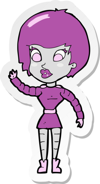 Bir insan tarafından çizilmiş robot bir kadının çıkartması.