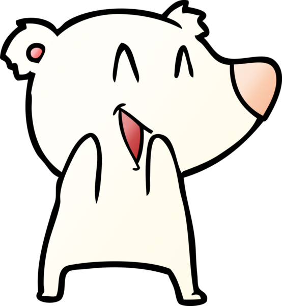 Bir insan tarafından çizilmiş gülen kutup ayısı çizgi filmi.