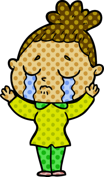 Bir insan tarafından çizilmiş ağlayan kadın çizgi filmi.