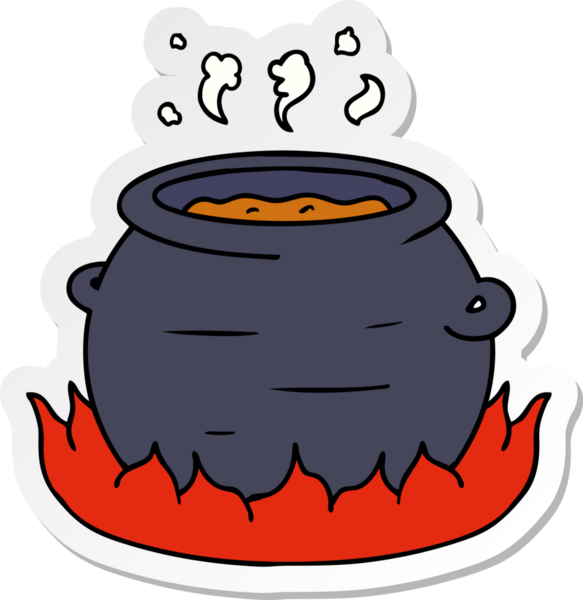 Bir insan tarafından çizilmiş bir tencere güvecin el çizimi karikatür karikatürü