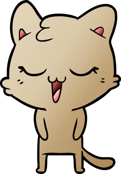 Bir insan tarafından çizilmiş mutlu çizgi film kedisi.