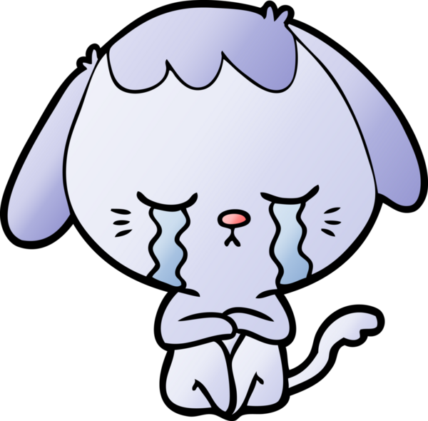 Bir insan tarafından çizilmiş ağlayan bir köpek.